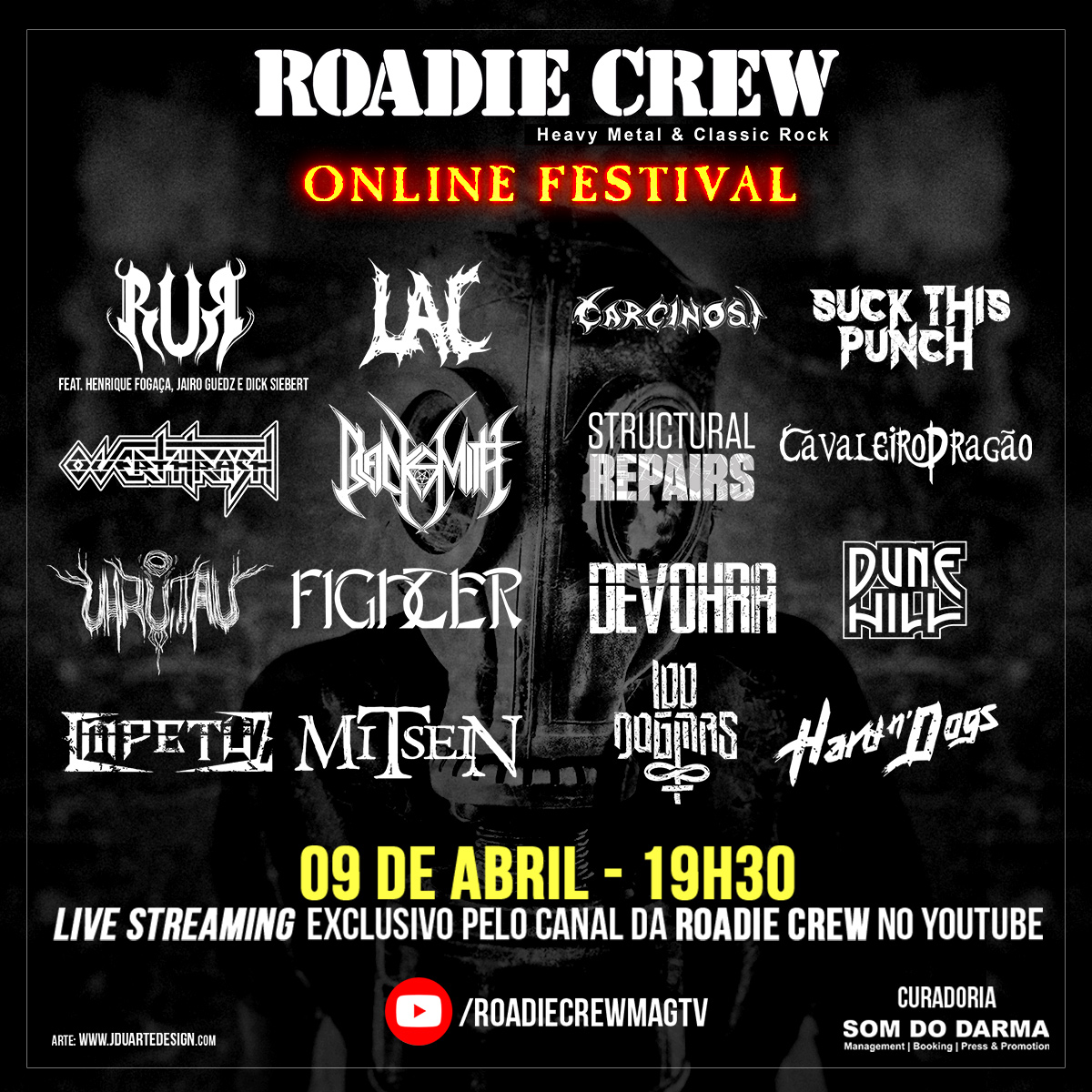 Edição de Abril do “Roadie Crew – Online Festival” traz grandes estreias e várias participações especiais