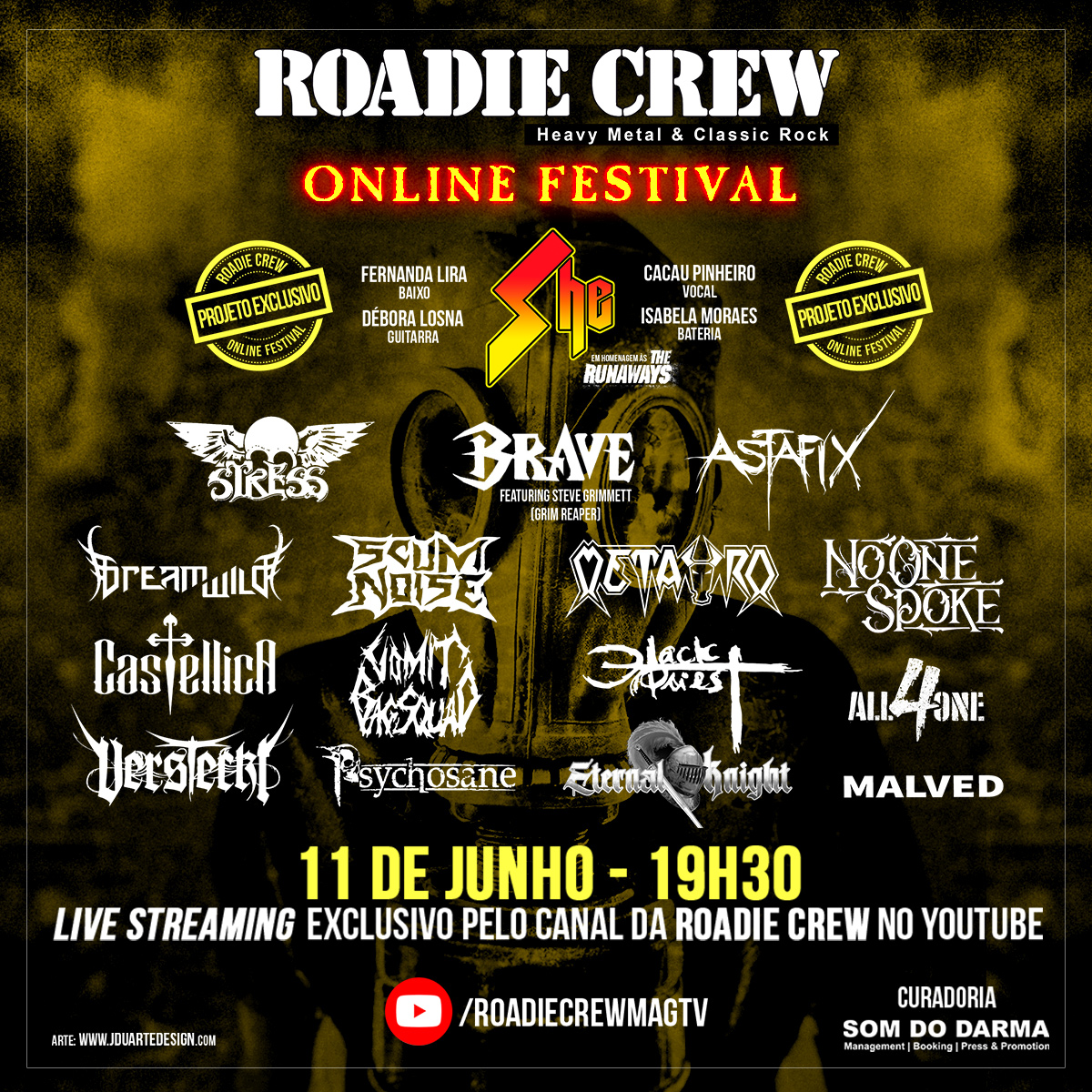 Estreia do projeto exclusivo She, Stress, Astafix e o Brave com a participação especial de Steve Grimmett do Grim Reaper na edição de Junho do “Roadie Crew – Online Festival”