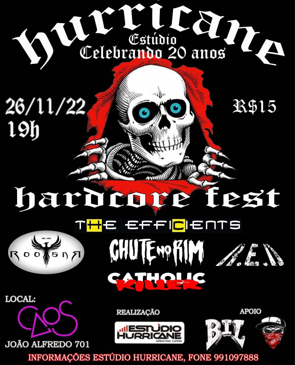 Porto Alegre recebe Hurricane Festival Noite Hardcore neste sábado