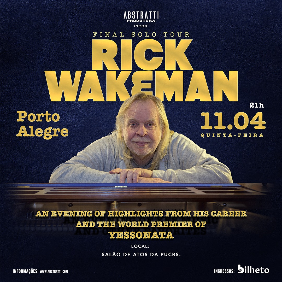 Insanity Records | Rick Wakeman traz releituras do Yes em formato sonata e outros clássicos da carreira para Porto Alegre nesta quinta-feira (11) Insanity Records | Rick Wakeman traz releituras do Yes em formato sonata e outros clássicos da carreira para Porto Alegre nesta quinta-feira (11)