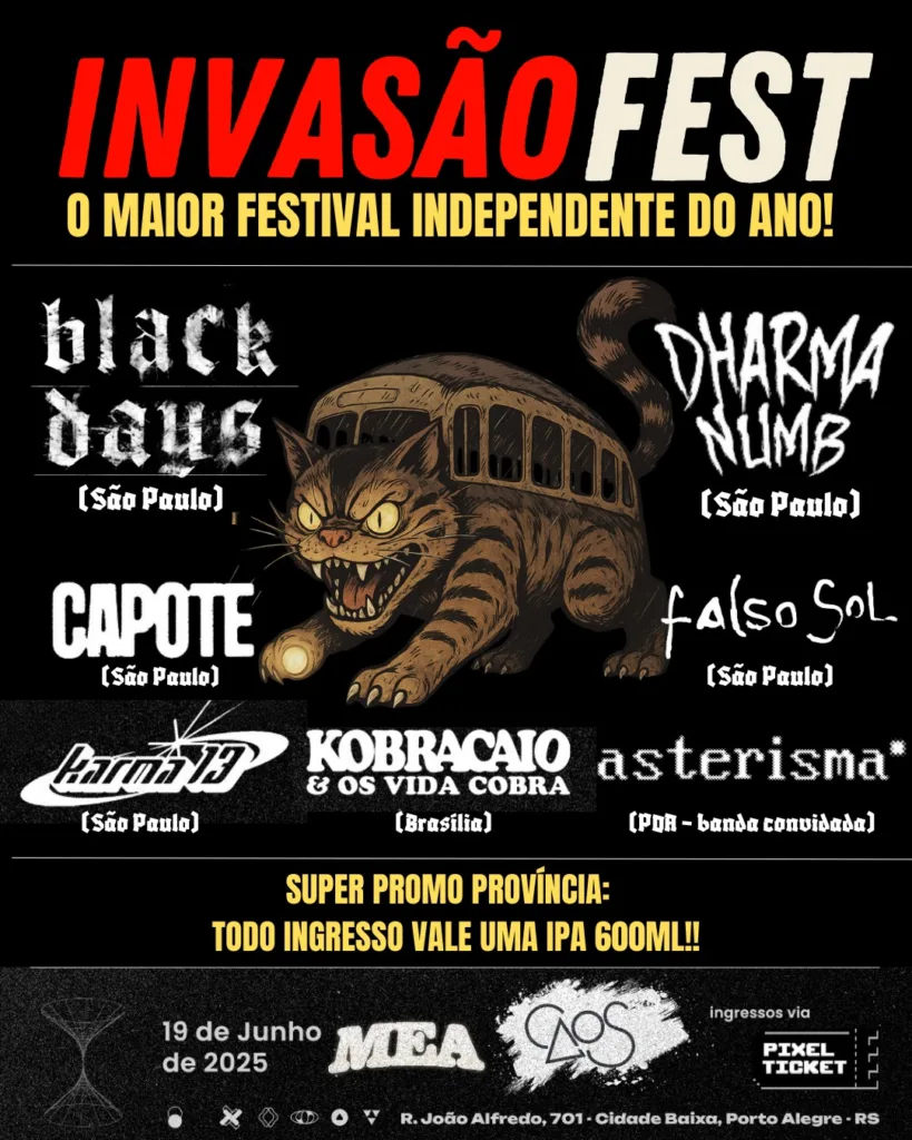 Insanity Records | Invasão Fest apresenta bandas de SP, DF e RS no Caos Bar em Porto Alegre Insanity Records | Invasão Fest apresenta bandas de SP, DF e RS no Caos Bar em Porto Alegre