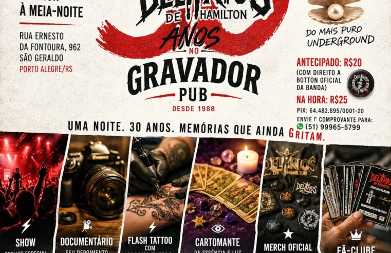 Insanity Records|Delírios de Hamilton celebra 30 anos de estrada com show no Gravador Pub